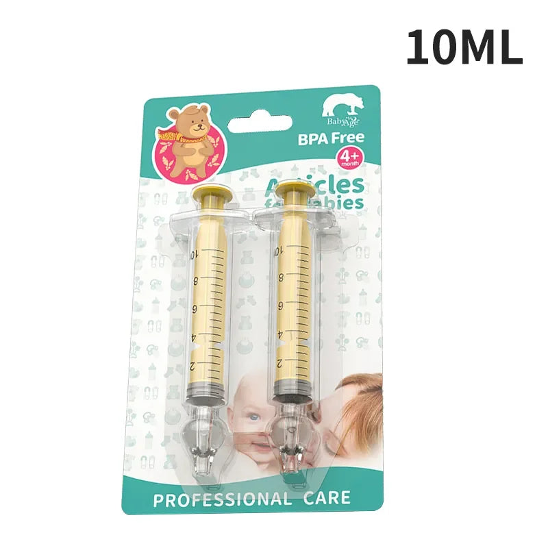 Two gold syringes in packaging with a child's face on a white background