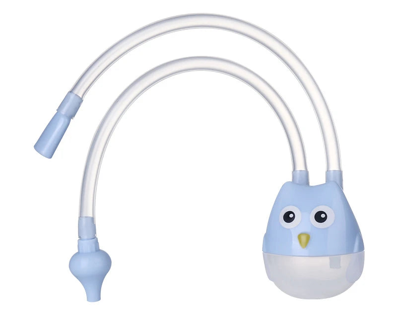 Blue owl-shaped suction device with multiple tubes on a white background