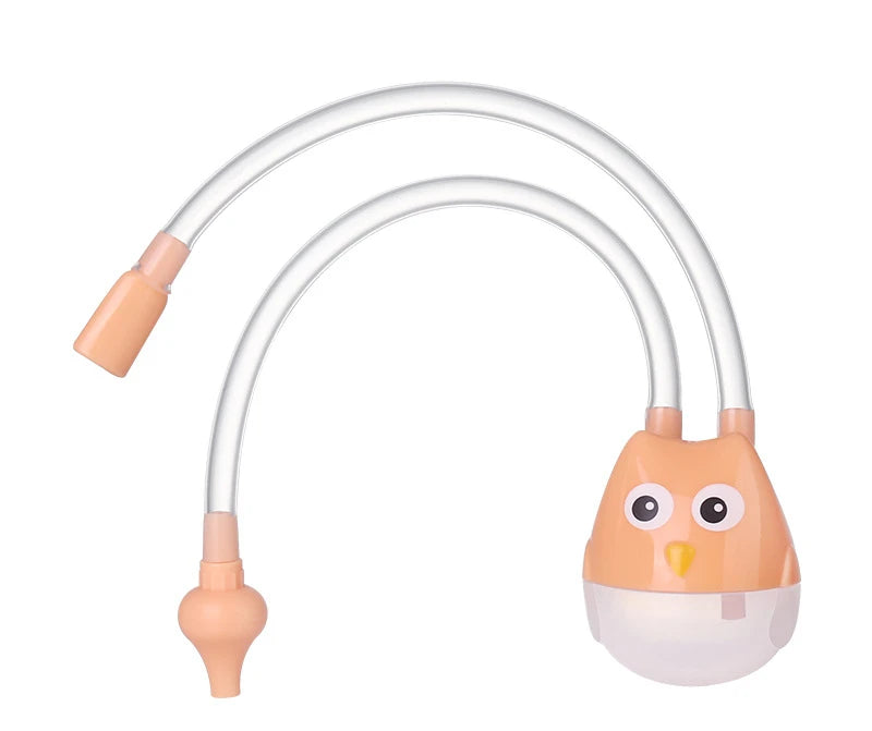 Owl-shaped suction device with clear tubes on a white background