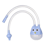 Blue and white children's straw with owl design on a white background