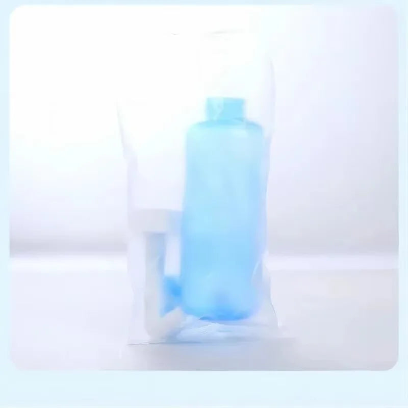 Blue bottle on a white background
