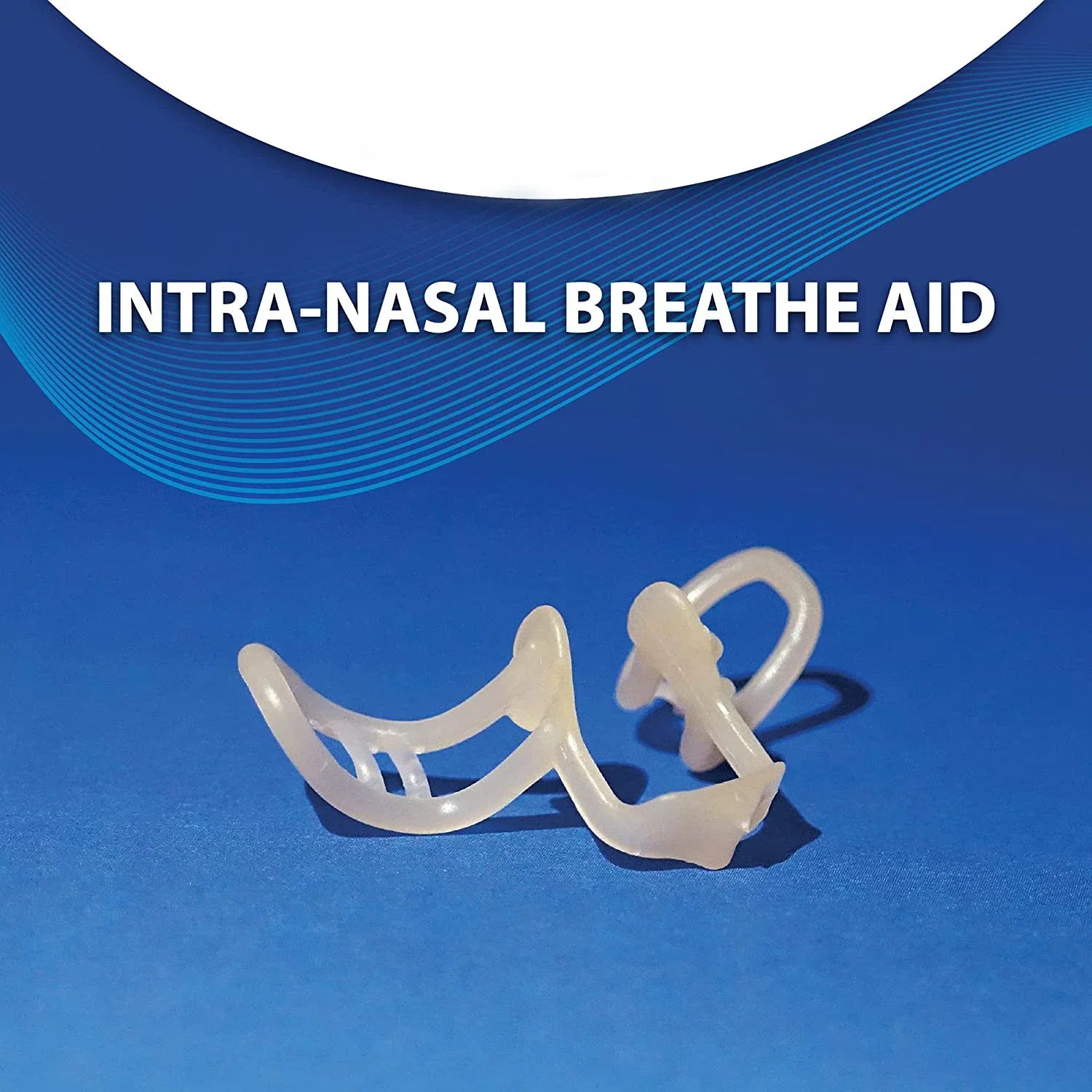 Intra-nasal breathe aid on a blue background with text 'INTRA-NASAL BREATHE AID'.
