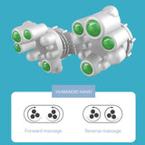 Illustration of a humanoid hand with green nodes on a blue background