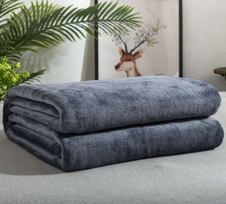 EmberEase Solid Color Flannel Blanket 